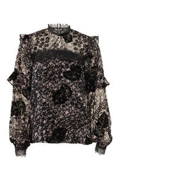 Three Floor Hoodoo Floral Mock Neck Long Sleeves Top Size 12 - Picture 10 of 10